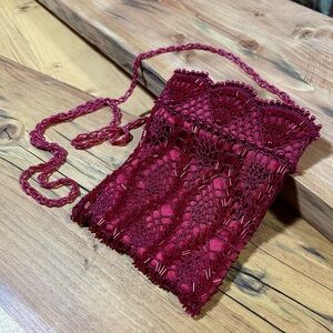 Vintage Quovadis Deep Cherry Beaded Purse